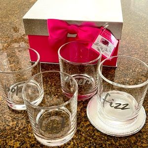 Set of 4 Party Glasses w/ coasters Price is Firm!